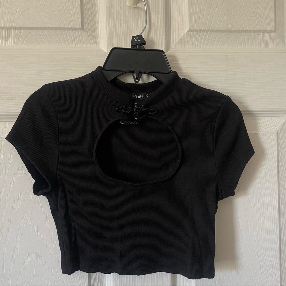 Black Cutout Crop Top
